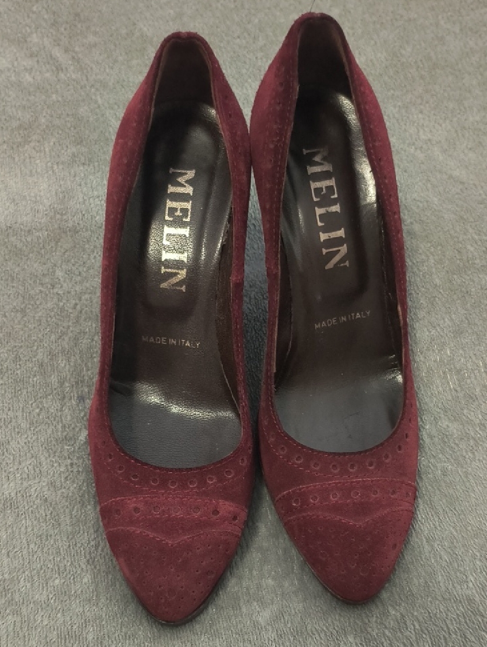 Melin Pumps, Burgundy Suede, Size 6.5